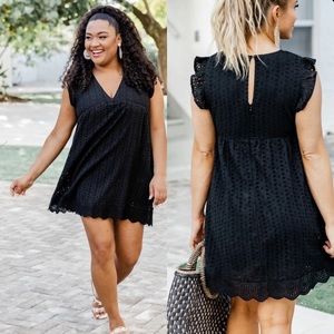Pink Lily YOU FOUND MY HEART BLACK V-NECK LACE DRESS ROMPER